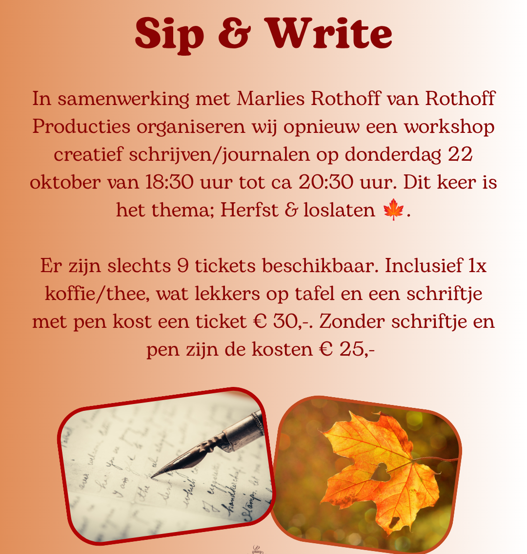 Event: Sip & Write, creatief schrijf workshop